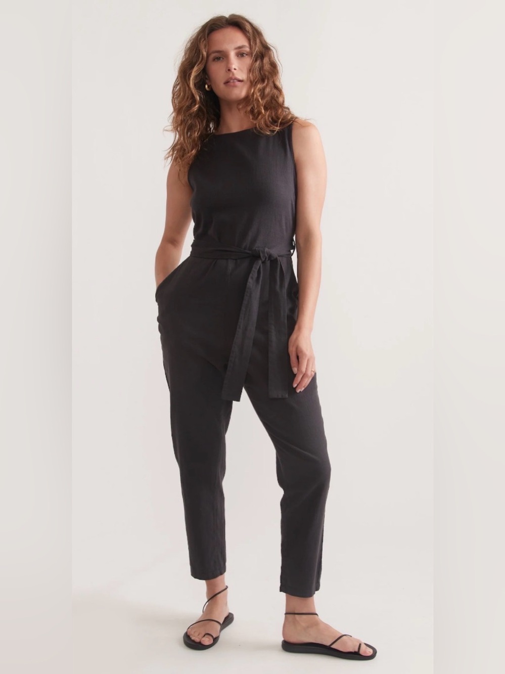 Marine Layer Eloise Belted Jumpsuit - Black